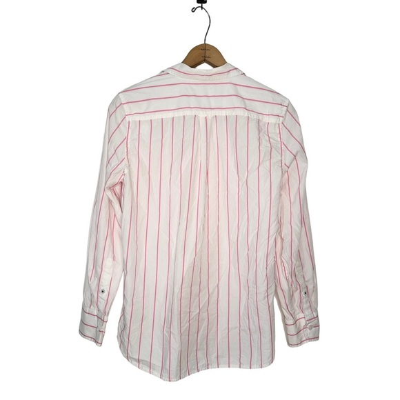 J. Crew | Pink Stripe Classic Fit Washed Cotton Poplin Button Down Shirt Size 6 - Picture 5 of 10